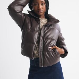 Abercrombie & Fitch Oversized Vegan Leather Diamond Puffer Sz M